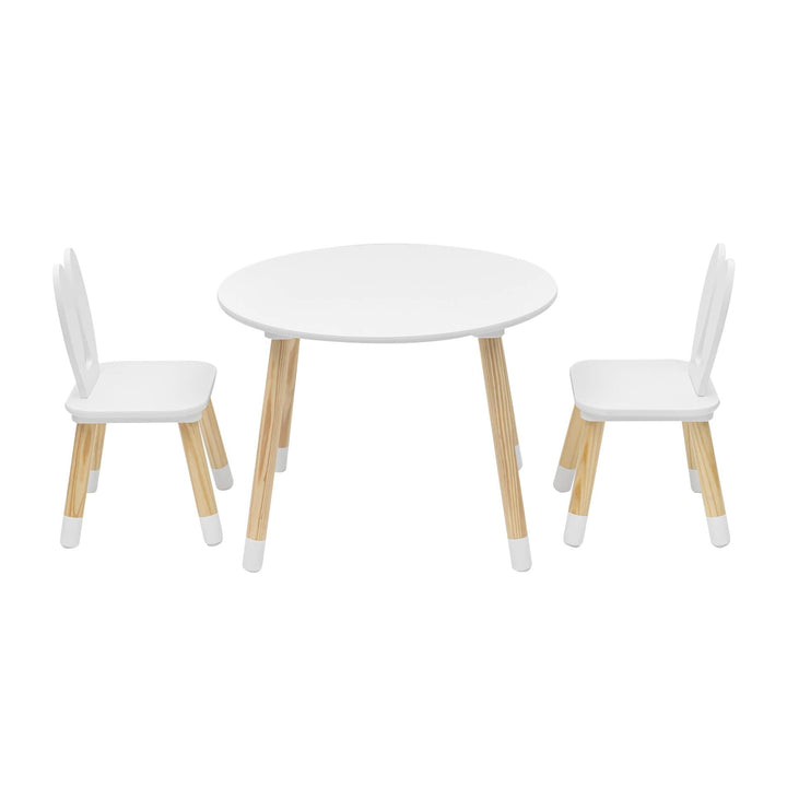 Rebecca Mobili Kindertisch Und Stühle Set, Kindertisch Mit Stühlen, Weiss Braun, MDF Kiefer, Für Kin