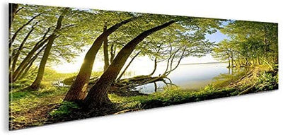 islandburner Bild Bilder auf Leinwand Treelake V2 Baum am See Panorama XXL Poster Leinwandbild Wandb