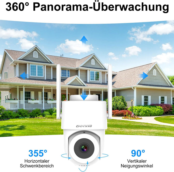 2K Überwachungskamera Aussen WLAN Dualband 2,4/5 GHz Kamera Überwachung Aussen, Farb-Nachtsicht, Bew
