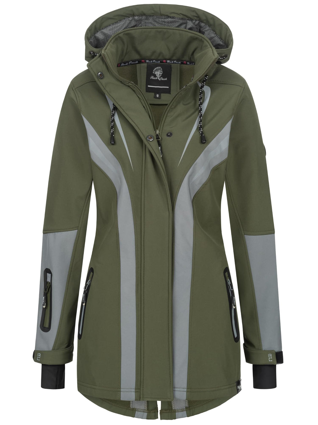 Damen Softshell Jacke Mantel D-492, Dunkelgrün
