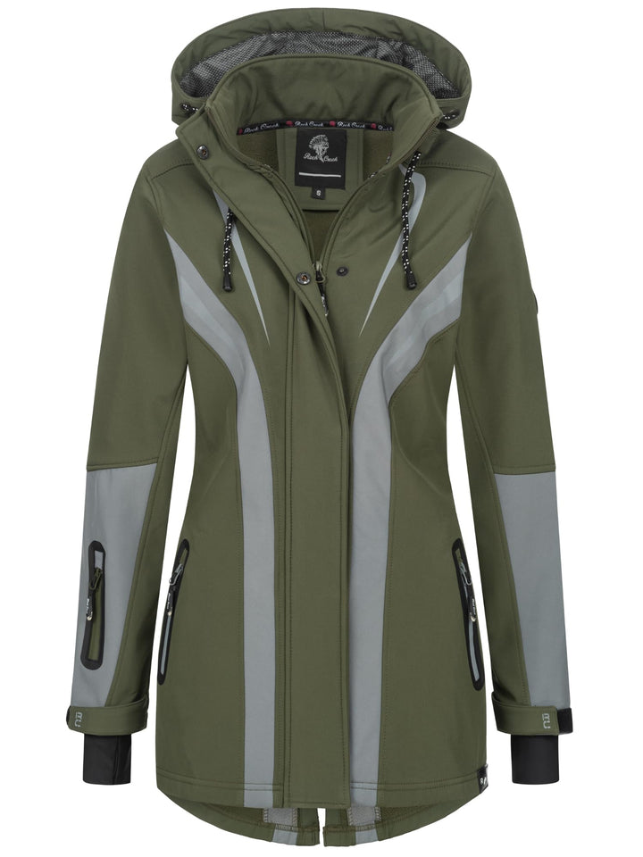 Damen Softshell Jacke Mantel D-492, Dunkelgrün