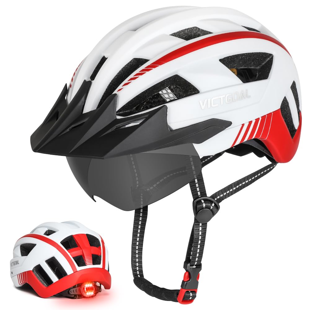 VICTGOAL Fahrradhelm MTB Mountainbike Helm mit magnetischem Visier Abnehmbarer Sonnenschutzkappe und