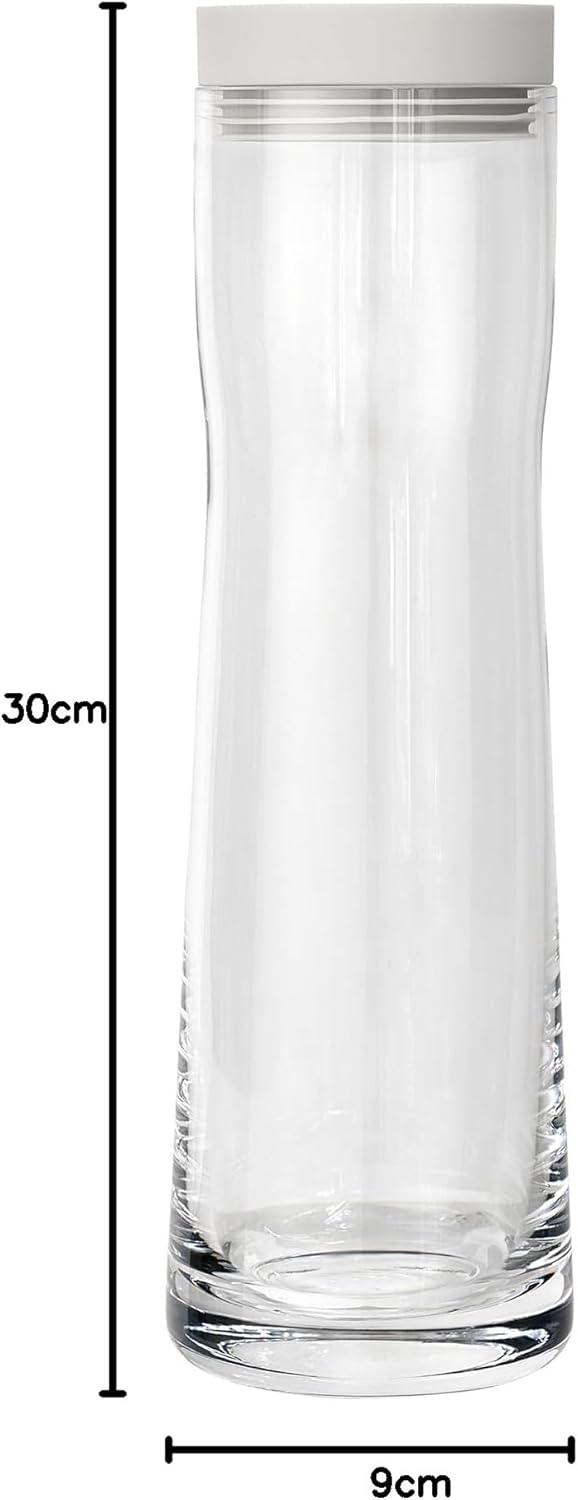 blomus -SPLASH- Wasserkaraffe aus Glas, Moonbeam, 1 Liter Fassungsvermögen, Silikon / Edelstahldecke