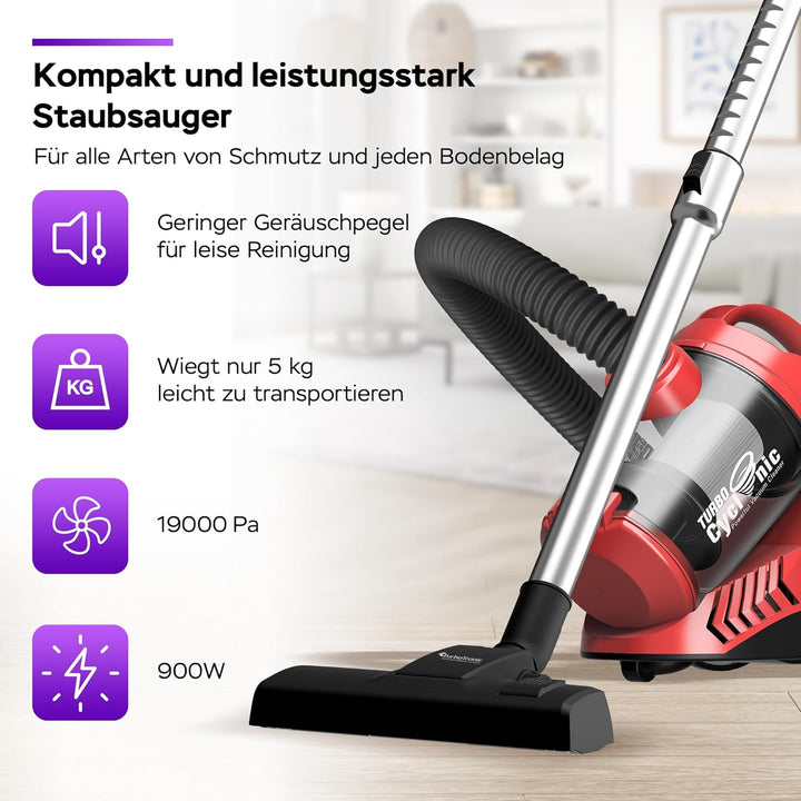 TurboTronic By Z-LINE Multi-Zyklon Staubsauger, 19 kPa Saugkraft (extrem), 900 Watt Hocheffizienzmot
