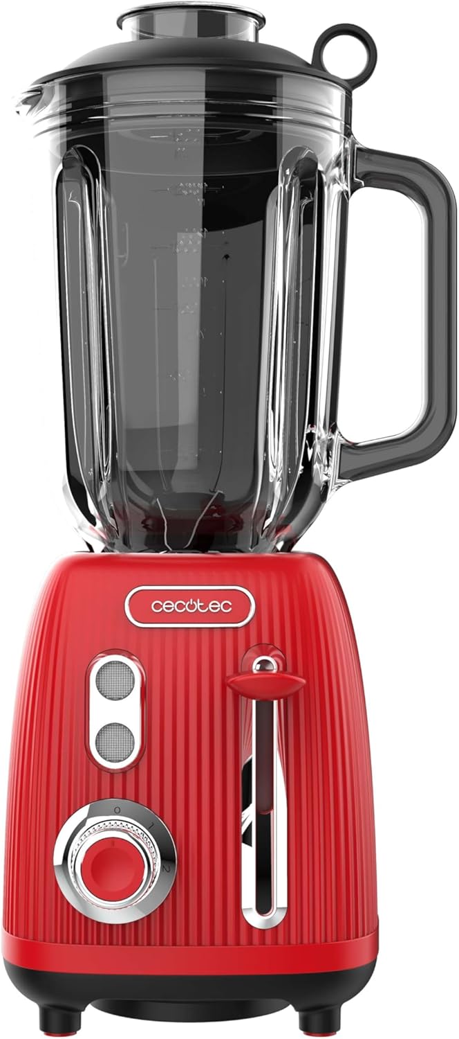 Cecotec Standmixer Retro Power Black Titanium RetroRed. 1200W Maximale Leistung, 2 Geschwindigkeiten