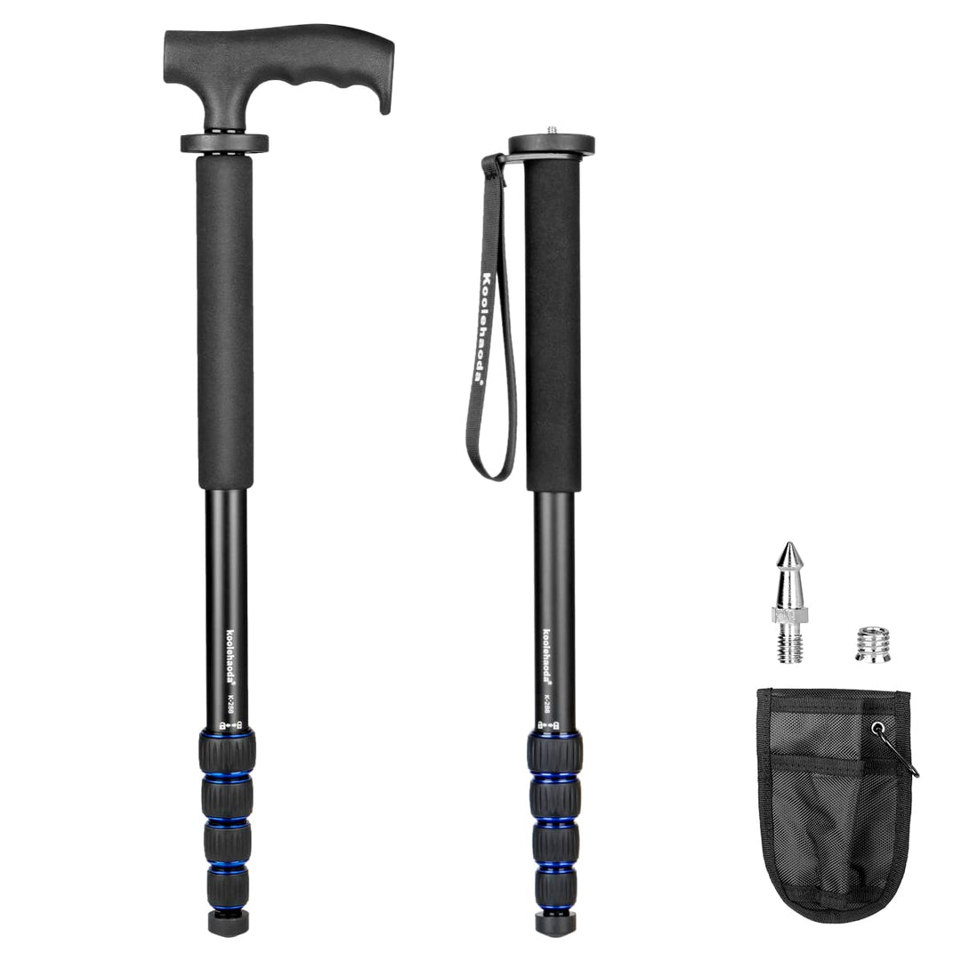 koolehaoda Aluminium-Kamera-Einbeinstativ und Alpenstock mit Griff, 5-Bein-Abschnitte, 7 kg Tragkraf