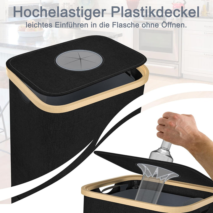 Pfandflaschen Sammelbehälter mit Deckel 100L Pfandbehälter mit Loch Müllsackständer Aufbewahrung Mül