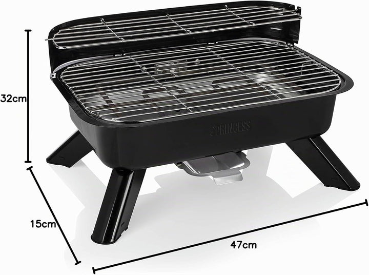 Princess Hybridgrill - geeignet als Elektro- oder Holzkohlegrill, mit 0,7 M Kabelzuleitung, regelbar