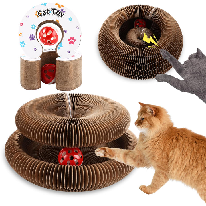 2 Stück Katzenkratzbrett, Magic Organ Cat Scratching Board, 2-in-1 Cat Kratzbrett mit Glöckchen, Int