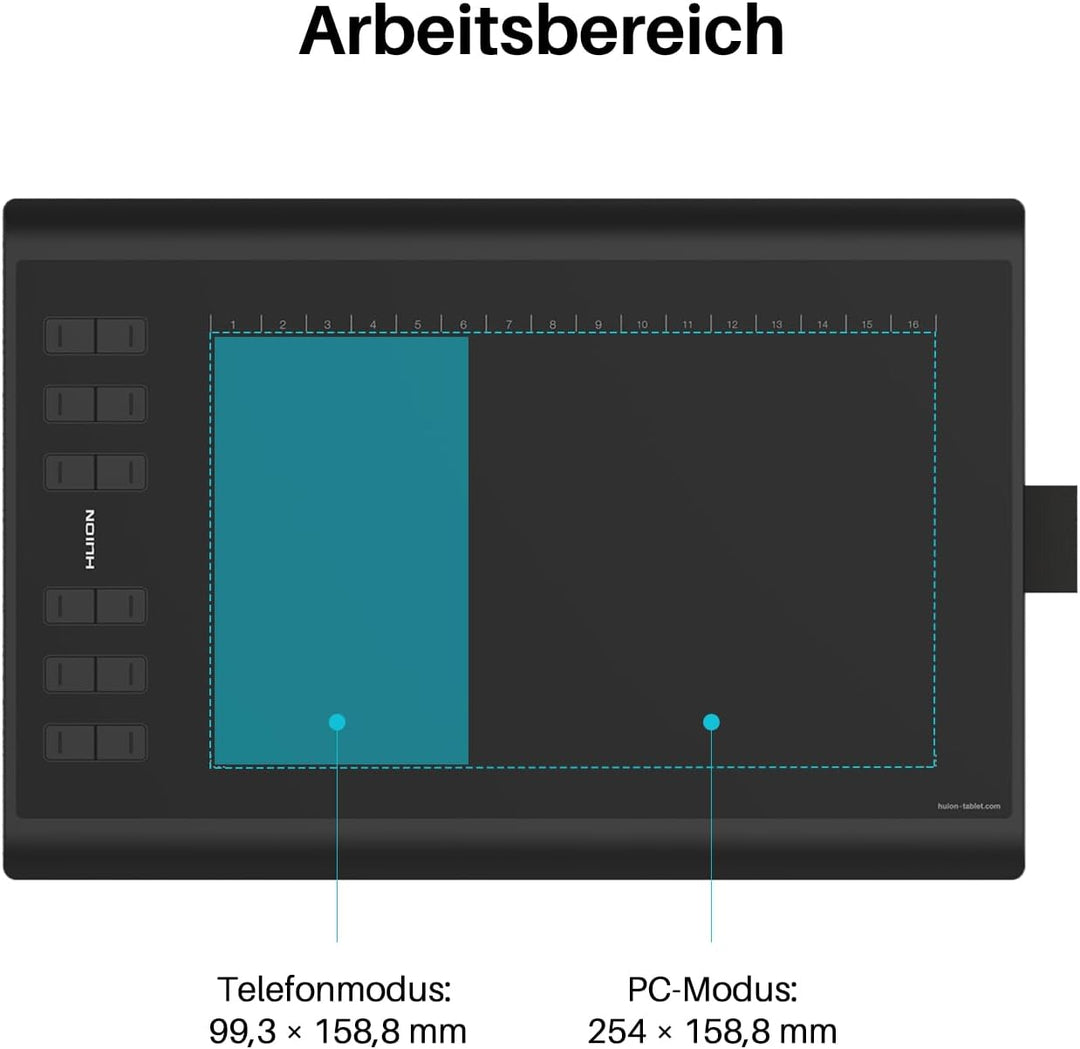HUION H1060P 10 x 6,25 Zoll Arbeitsbereich-Grafiktablett (Android-Geräte unterstützt) mit einem Upgr