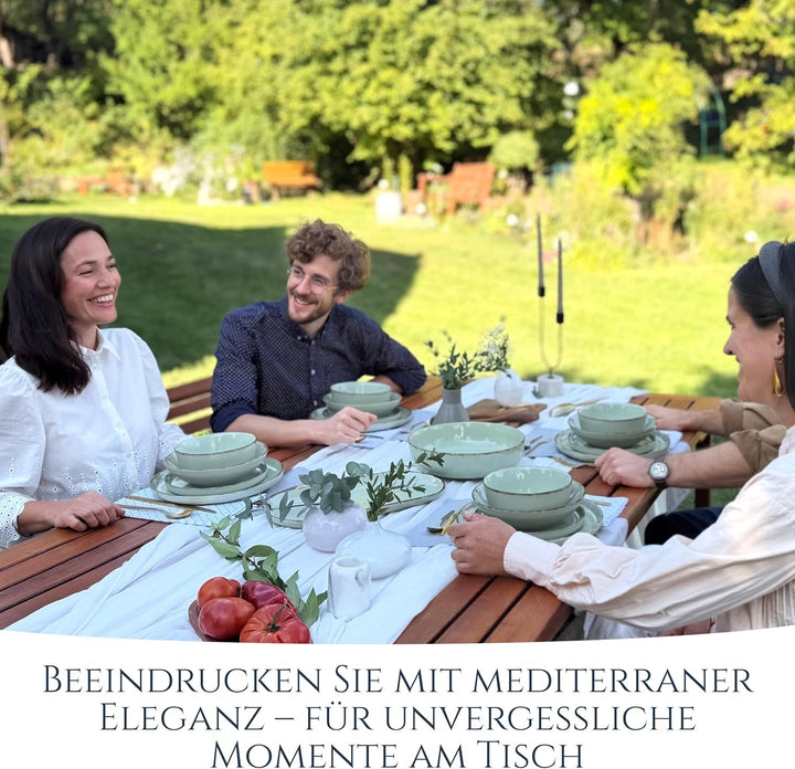 Steingut Suppenteller 6 Pers. Rustic Hochwertiges Landhausstil TEST SEHR GUT Tiefe Teller Set - Krat