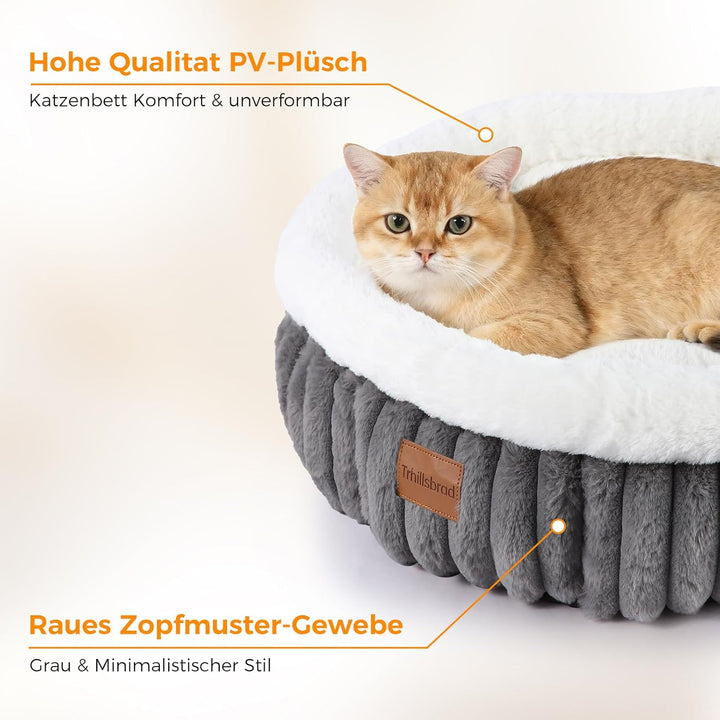 Katzenbett Katzen Bettchen Katzenkorb 60x60x18cm katzenschlafplatz mit Zweiseitig Innenkissen Abnehm