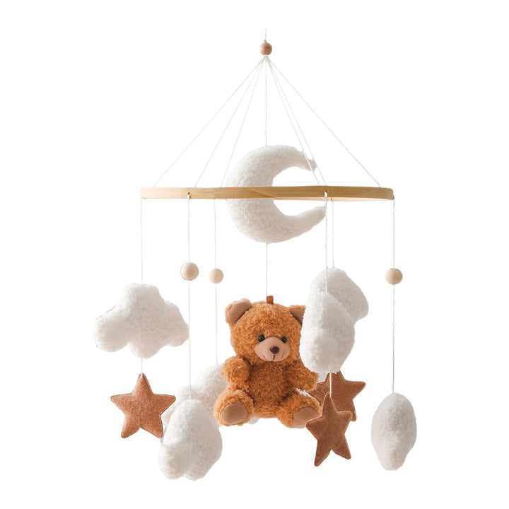 Mobile Baby Windspiele, Babybett Mobile 3D Bär Hase Kaninchen Wolken, Kinderzimmer Hängende Bettgloc
