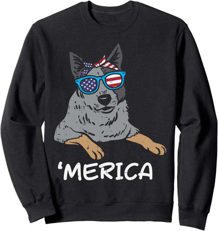 Merica Heeler Cattle Dog American USA 4th Of July Fourth Dog Sweatshirt