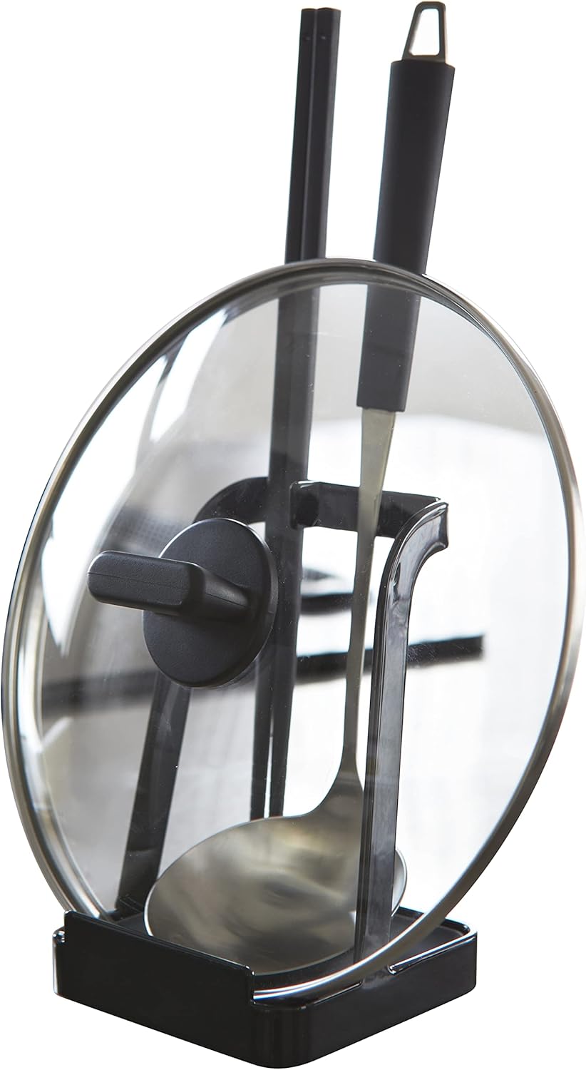 YAMAZAKI Home 2249 Tower Ständer für Schöpflöffel, Topfdeckel, Küchenutensilien, Schwarz 2248-P Schw