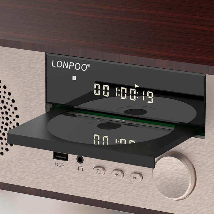 LONPOO Stereo System for Home with CD Player，40W Home Stereo System CD Player with Speakers Bluetoot