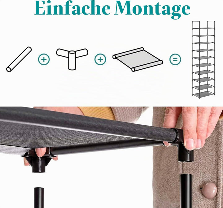 edihome, Schuhregal, 10 Ebenen, (28 x 45 x 173 cm), Schuhschrank Schmal, Schmale und hohe Schuhregal