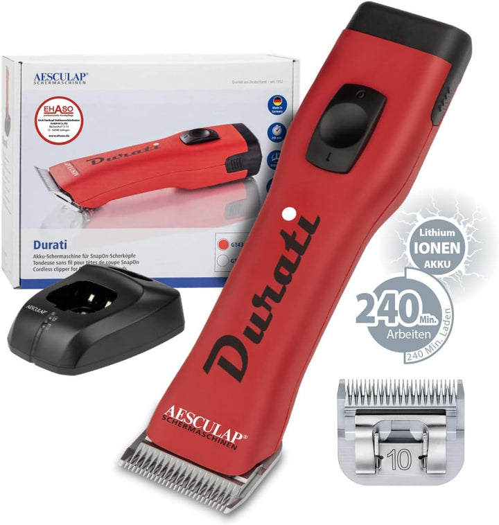 Aesculap EHASO Profi Hundeschermaschine Set Durati Speed mit Scherk. 1,5 mm + Hundenapf + Aufschiebe