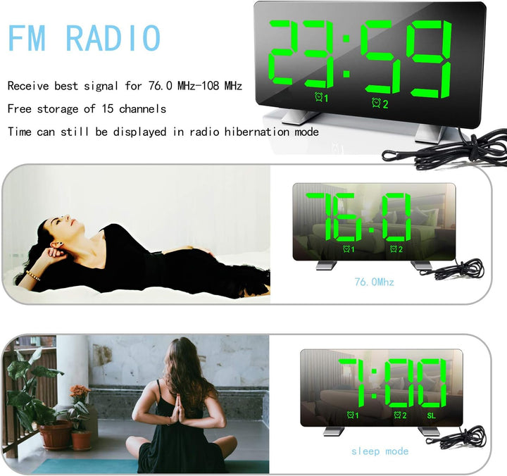 Lancoon Radiowecker für Nachttisch Digitaler Wecker Grosses Display Schlummern Duale Alarmeinstellun