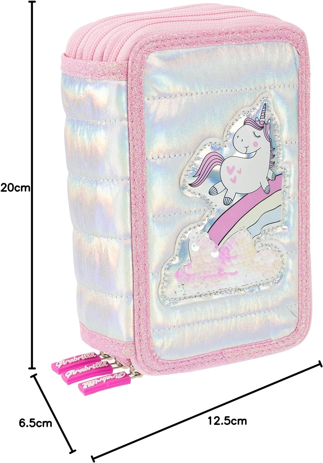 Girabrilla Nice Group Einhorn Federmäppchen mit 3 Fächern für Kinder, Steppdeckeneffekt, Rosa Koffer