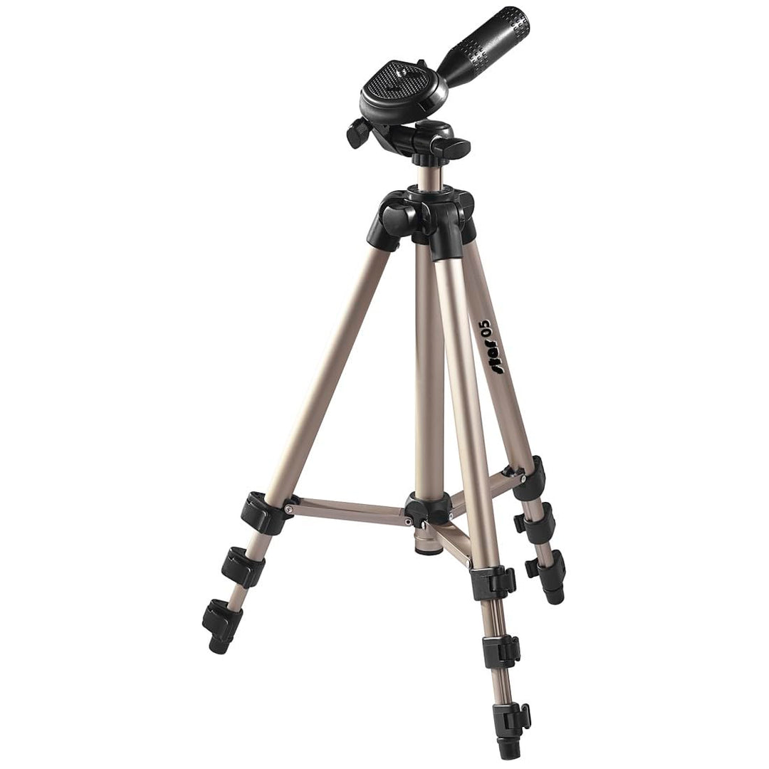 Hama Leichtes Einsteiger-Dreibeinstativ mit 3-Wege-Kopf, Star 05 106-3D, Champagner, 36.5 - 106.5 cm