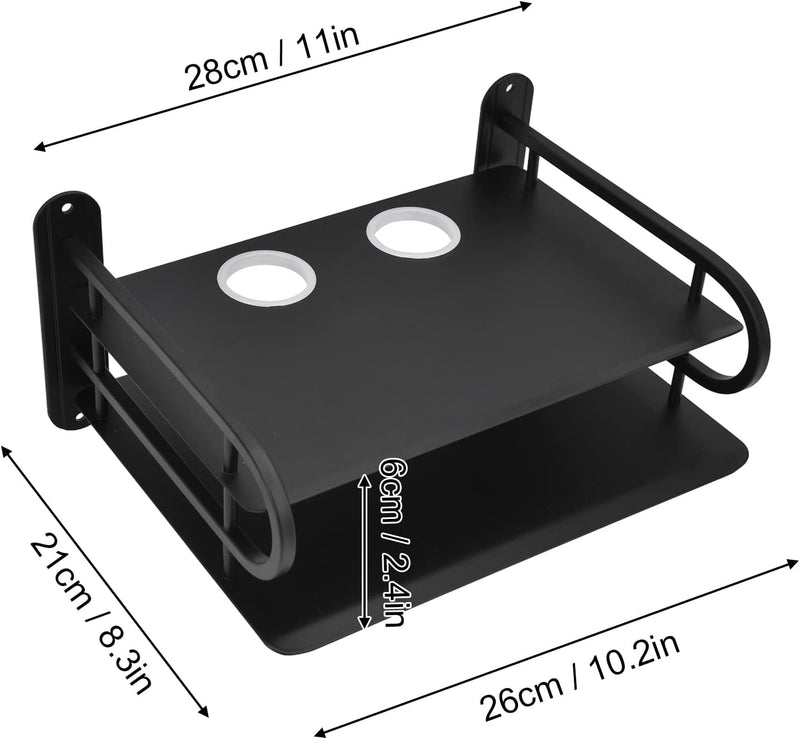 Septpenta Double Layer Floating Wall Mount, Dual Wireless WiFi Router Storage Box, TV Box Storage Ra