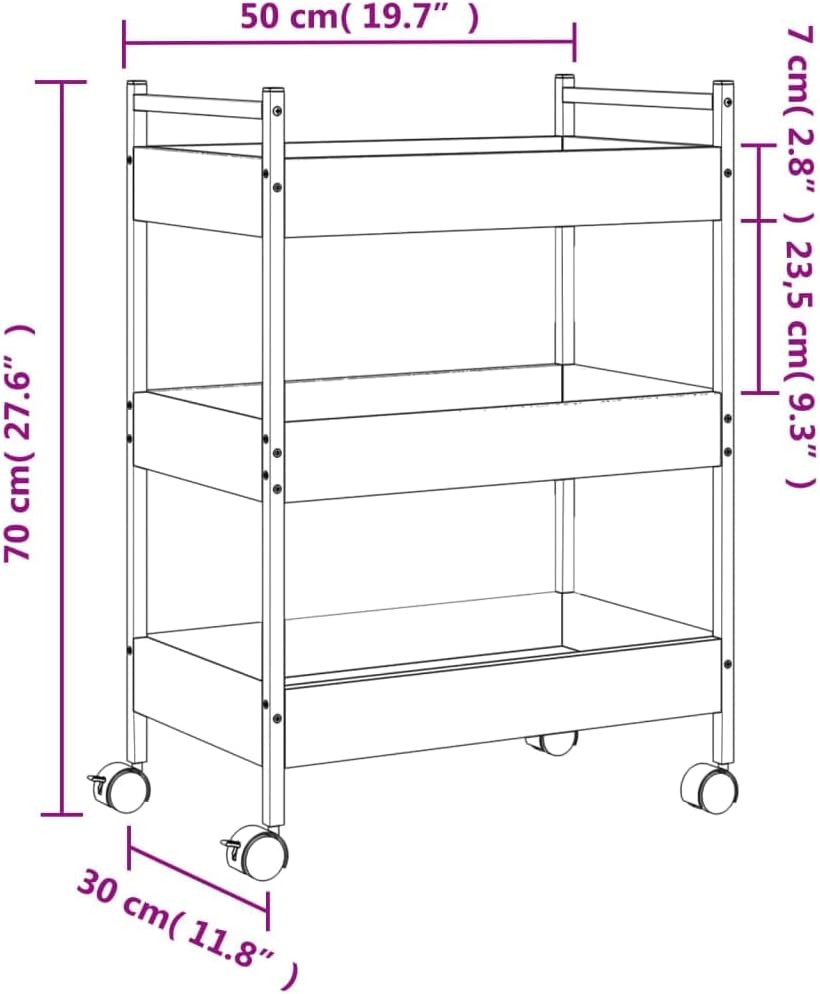 vidaXL Küchenwagen, Servierwagen mit viel Stauraum, Rollwagen Trolley für Küche Bar, Gemüsewagen Meh