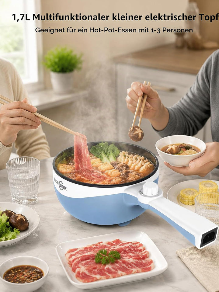 Audecook Elektrische Hot Pot mit Dampfgarer,Elektrische Bratpfanne, Hot Pot Topf 20cm, Antihaft Mini