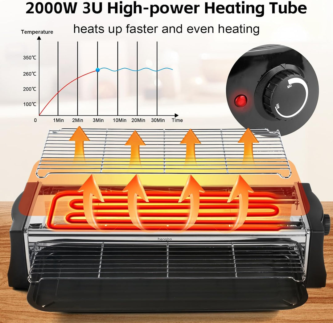 Tischgrill Elektrisch, Elektrogrill Doppelschicht, 2200W Elektro Grill Smokeless BBQ Grill für Balko