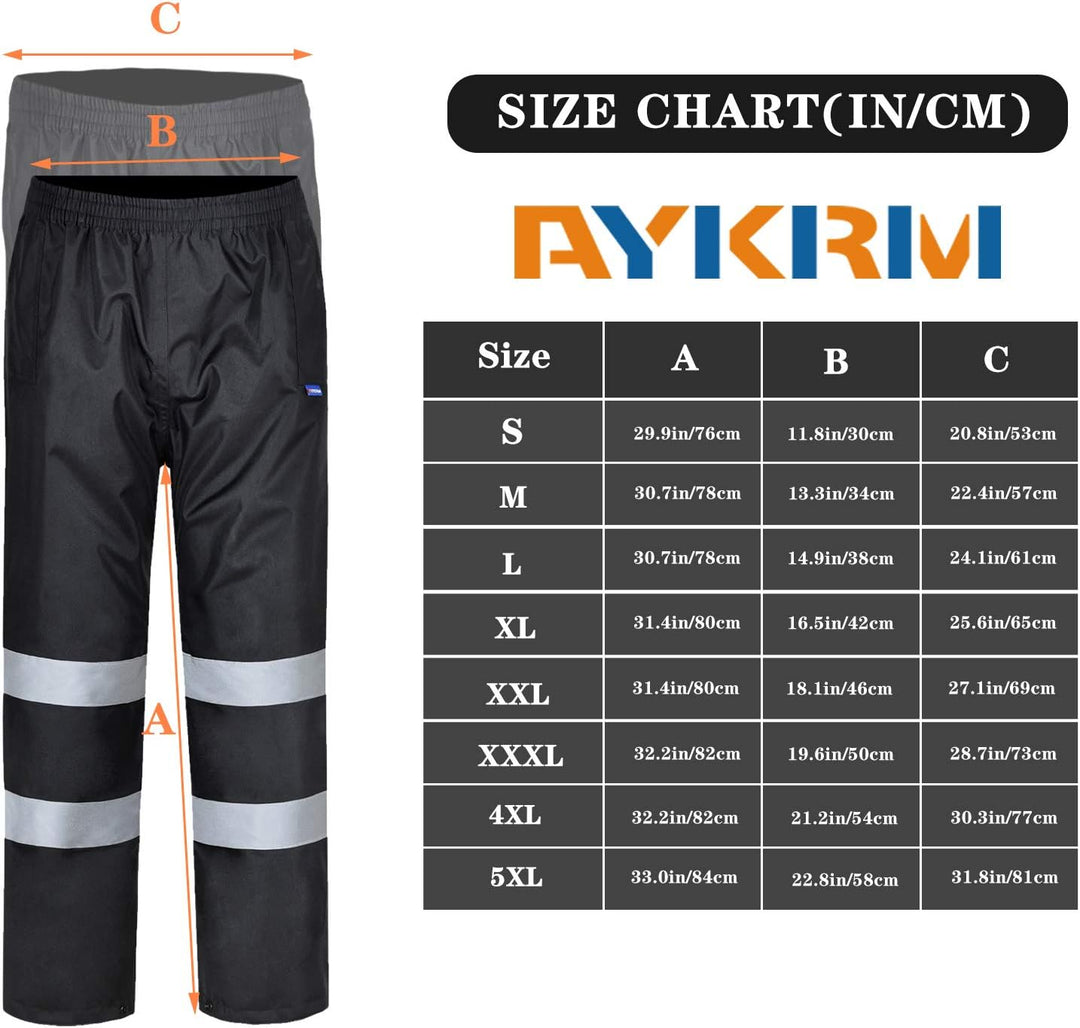 AYKRM Schwarz Regenhose Fahrrad Warnschutz Regen-Latzhose, warnregenhose Arbeitshose Regenhosen für