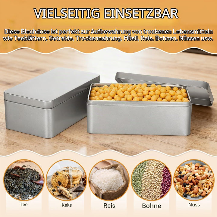 NOLITOY 2 StüCk Blechdose mit Deckel Klein Rechteckige Metallbox für Tee Aufbewahrung Luftdicht Troc