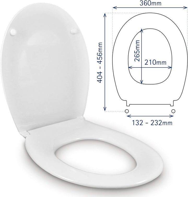 WC-SITZ | UNIVERSAL O FORM | EINSTELLBARER & ABNEHMBARER INOX SCHARNIER | KOMPATIBLER TOILETTENSITZ