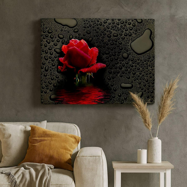 Bilder auf Leinwand Blume rote rose wasser tau Leinwandbild 70x50cm Wandbilder Dekoration Wohnzimmer