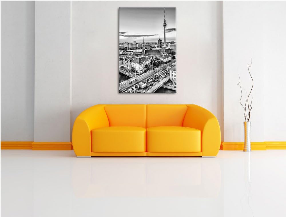 Pixxprint Monocrome, Skyline von Berlin, Format: 100x70 auf Leinwand, 100x70