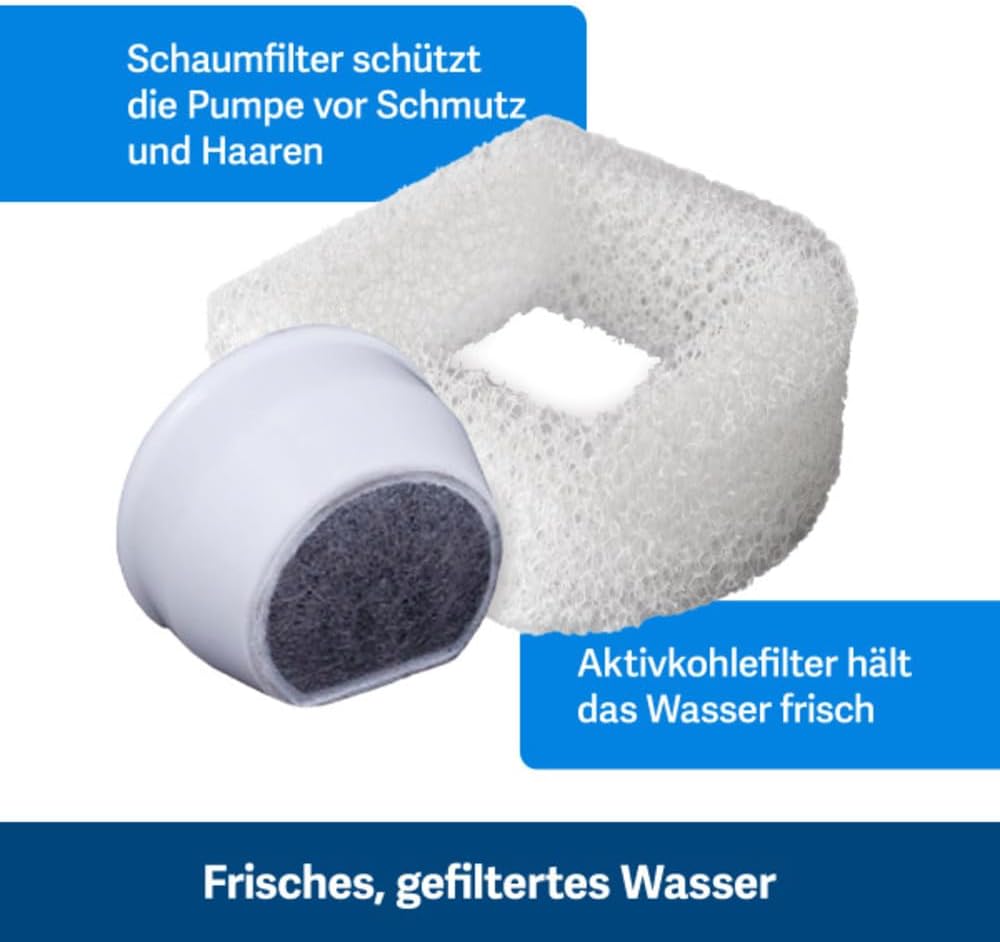 PetSafe 3,7 Liter Trinkbrunnen Drinkwell für Hunde und Katzen, Duales Filtersystem, aus BPA-freiem K
