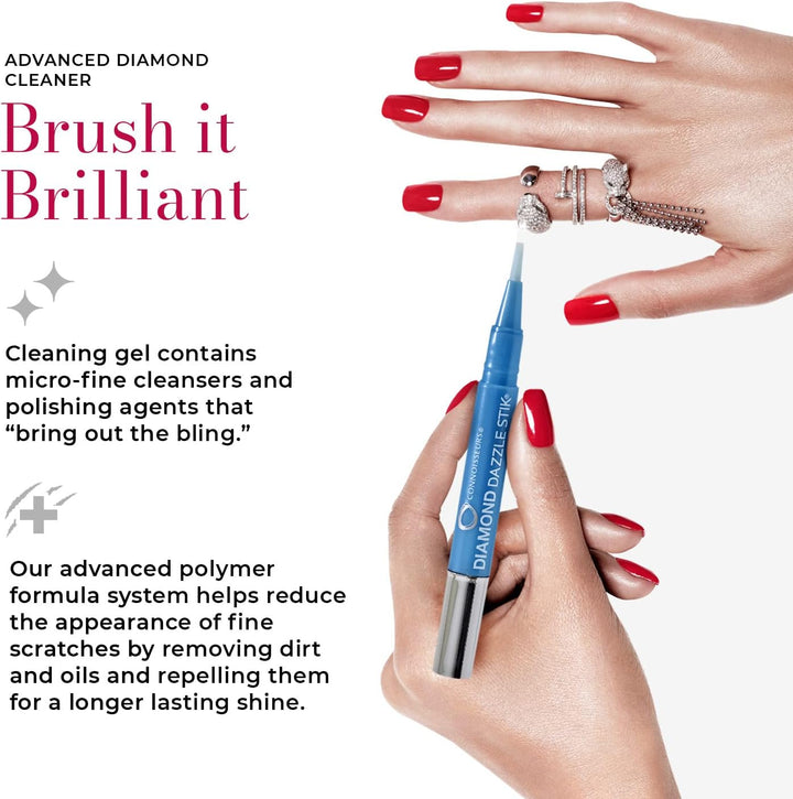 CONNOISSEURS Diamond Dazzle Stik – Tragbarer Diamantreiniger für Ringe und anderen Schmuck – bringen