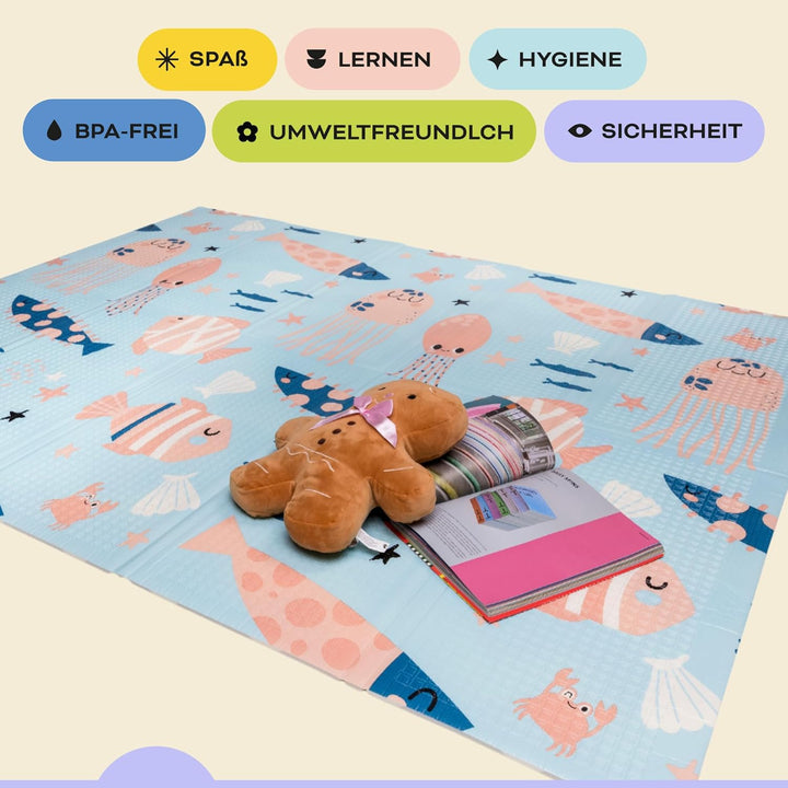 Baby-Spielmatte, faltbar, sensorisch, wasserdicht, ungiftig, wendbar. Vielseitige Matte, perfekt zum