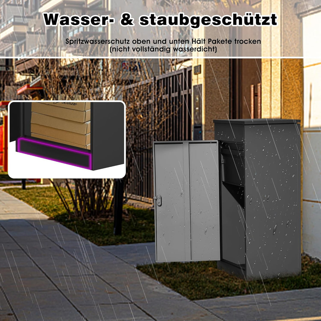 Paketbox Briefkasten mit Paketfach Paketbox Draussen Gross XXL Diebstahlgeschützter Paketbriefkasten