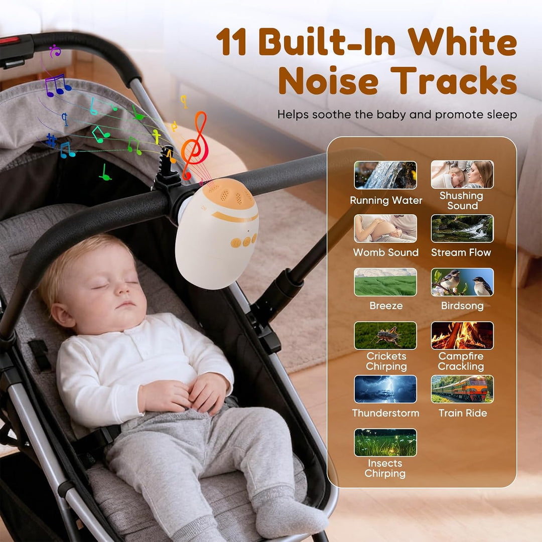 Kinderwagenschaukler, White Noise Machine Baby mit Baby Rocker 11 Beruhigende Klänge, Wiederaufladba