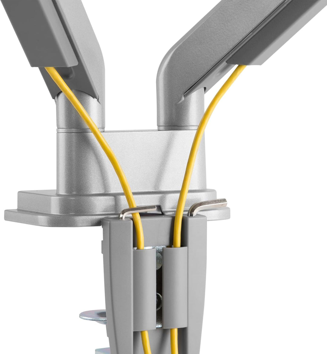 Ergolutions® Dual Gasdruck Monitorarm Silber - Höhenverstellbar, für 2 Monitore bis 32", VESA 75x75/