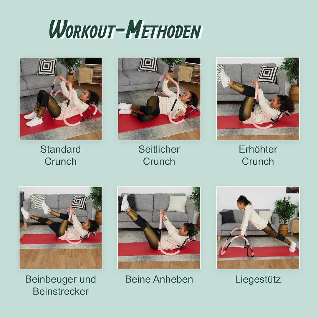 Relaxdays Bauchtrainer AB Roller, Bauchmuskeltrainer, faltbar, HxBxT: 66 x 70 x 70 cm, Sixpack Fitne