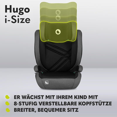 LIONELO HUGO I-SIZE Kinderautositz, Gruppe 2 3, von 100–150 cm, ISOFIX-Installation, verstellbare Ko