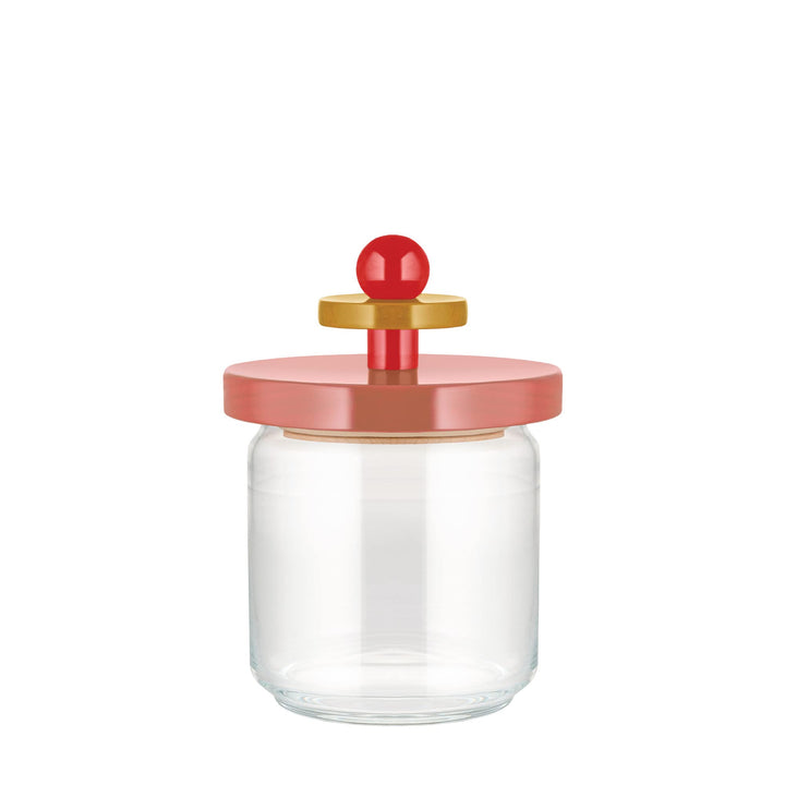 Alessi ES16/75 2 Twergi Küchendose aus Glas mit abgedichtetem Deckel aus Lindenholz, rosa, 100 Value