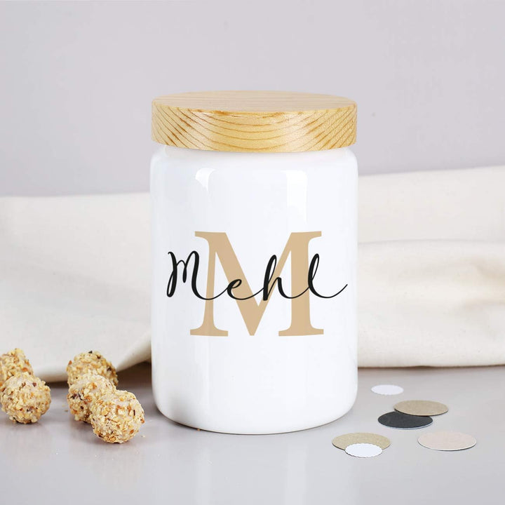 Herz & Heim® Keksdose personalisiert mit Ihrem Wunschnamen zu Weihnachten für Ihre Plätzchen (Monogr