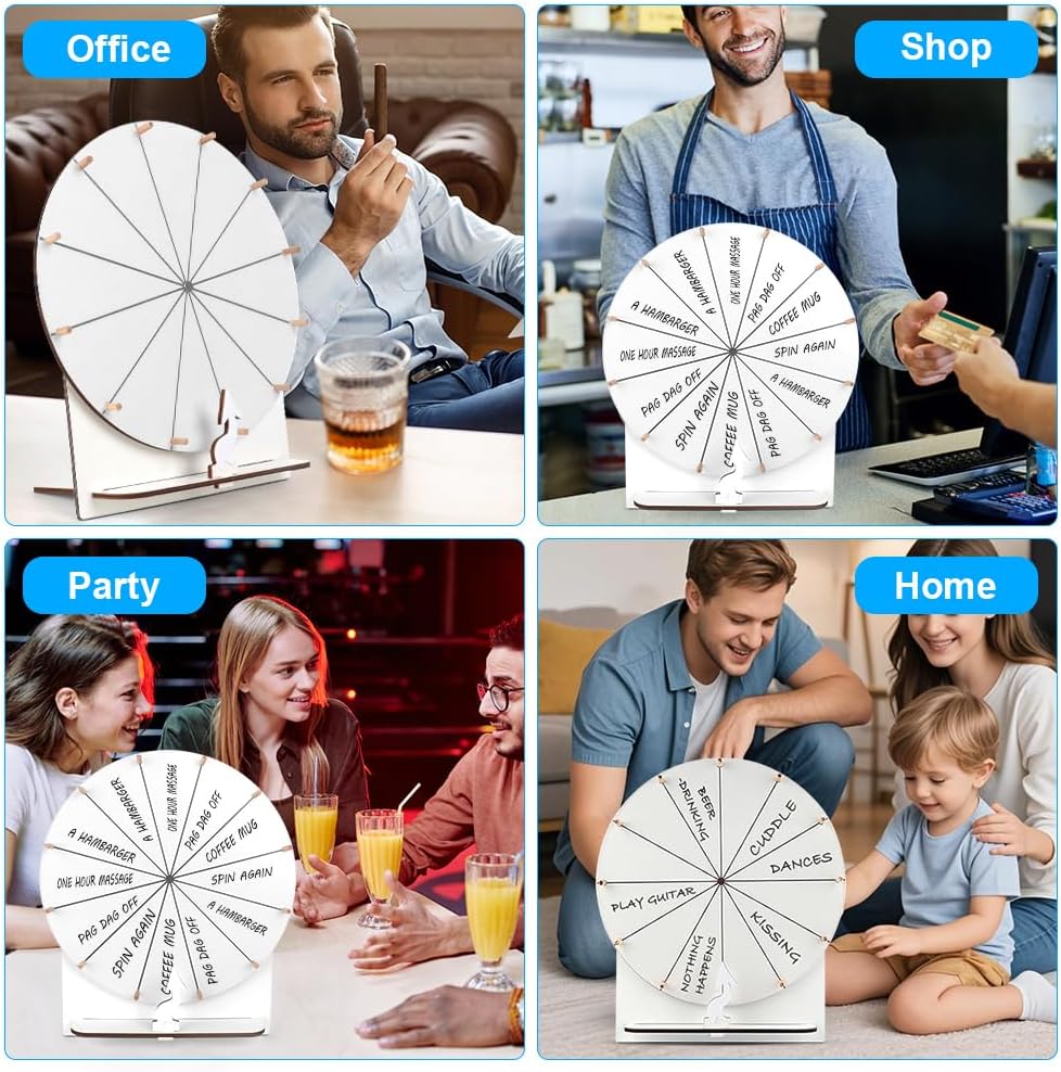 Glücksrad zum Drehen, 29cm Hölzernes Glücksrad, 12 Slots Tisch Glücksrad, Glücksrad Zum Selbstgestal