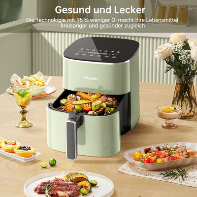 Fabuletta Heissluftfritteuse 5,7L, 11-in-1 Air Fryer, Max230℃ Heissluft Fritteusen, Digitaler Timer