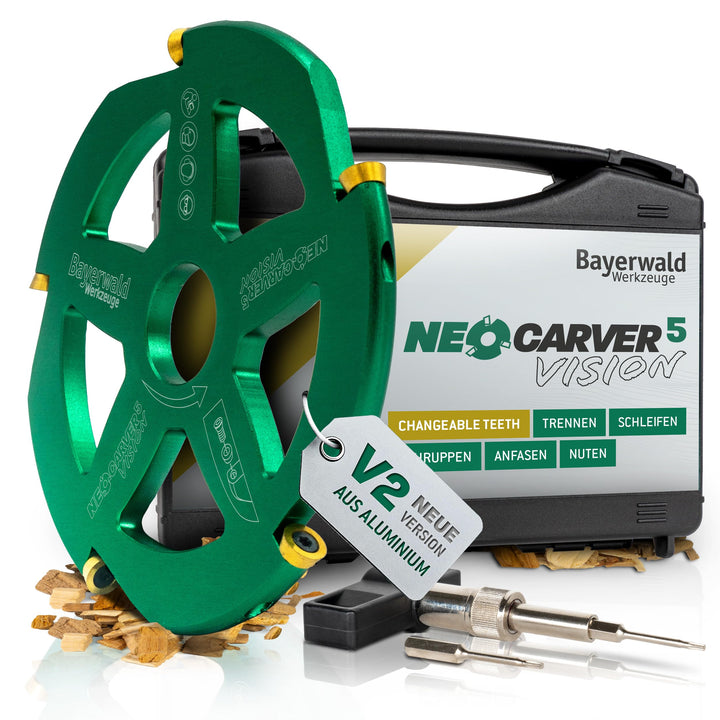 Bayerwald NeoCarver 5 Vision V2 - Hartmetall Frässcheibe für Holz - Holzschnitzfräser aus Aluminium