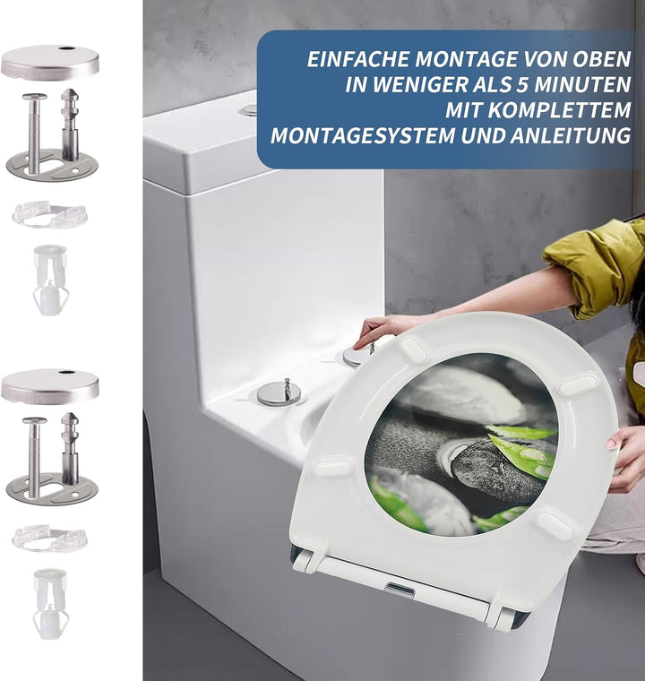 Toilettendeckel mit Absenkautomatik, WC Sitz mit Absenkautomatik Oval Form klodeckel Einfache Reinig