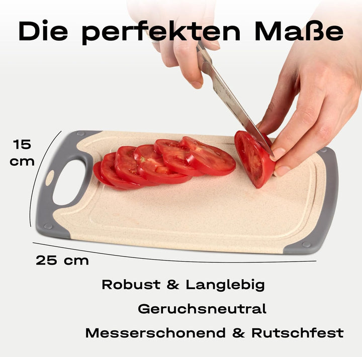 6 kleine Frühstücksbrettchen, 24x14cm, Kunststoff, Bretter, Brotzeitbrett, Schneidebrett Set, creme
