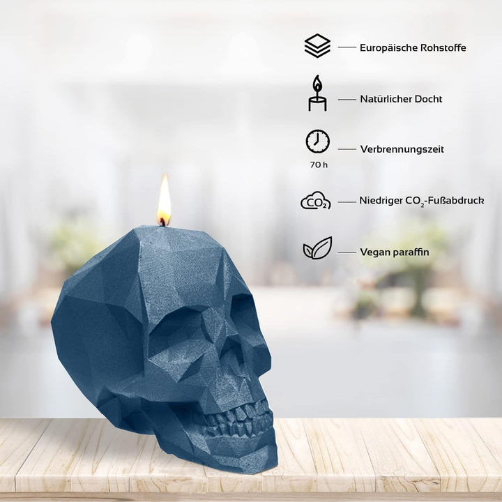 Candellana Skull Kerze - Totenkopf Kerze - Skull Deko - Totenkopf Deko - Halloween Deko - Gothic Dek